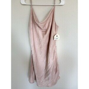Altard State L Pink Shimmer Slip Satin Cowl Neck Classy Girlcore Mini Dress